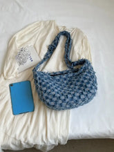 Checkered Raw Edge Denim Shoulder Bag Shoulder Bags