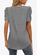 V-Neck Puff Sleeve Tee Woman T Shirts