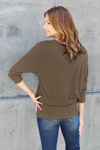 Basic Bae Full Size Round Neck Batwing Sleeve Top Woman Blouses