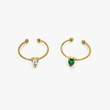 2-Piece 18K Gold-Plated Inlaid Zircon Open Ring