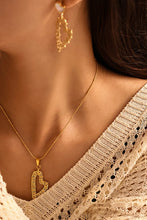 Stainless Steel Heart Earrings and Necklace Set Gold One Size
