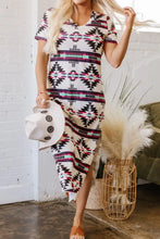 Aztec Print V-Neck Midi Dress Woman Casual Dress