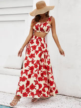 Honey Floral Tie Shoulder Top and Tiered Maxi Skirt Set Woman Maxi Dress