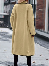 Full Size Contrast Trim Long Sleeve Coat with Pockets Woman Outerwear