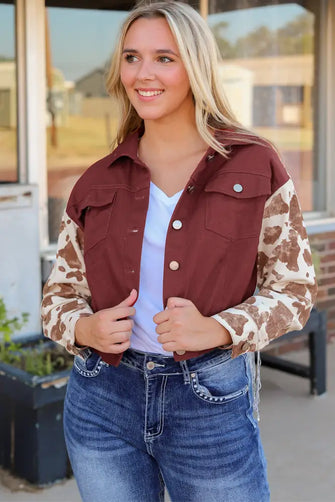 Fringe Detail Button Down Jacket Caramel Woman Outerwear