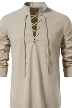 Men's Lace Up Long Sleeve Blouse Mens Tops