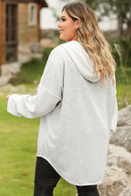 Plus Size Button Up Drawstring Long Sleeve Hoodie Woman Sweatshirts