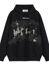 Men's Graphic Long Sleeve Drawstring Hoodie Black