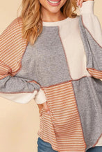 Exposed Seam Color Block Round Neck Top Woman Sweatshirts