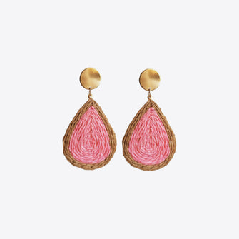 Raffia Grass Teardrop Earrings Pink One Size