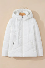 Drawstring Zip Up Long Sleeve Hooded Winter Coat Woman Outerwear