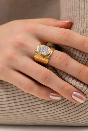 Wide Band Stainless Steel Open Ring White One Size Rings