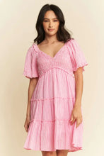 Davi & Dani Jacquard Checker Smocking Tiered Dress Casual Dresses