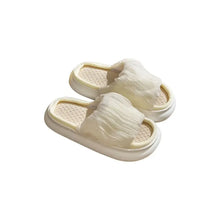 Open Toe Platform Slippers Beige Woman Slippers