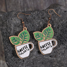 Wooden Alloy Dangle Earrings Green One Size