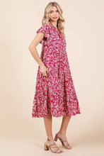 Mittoshop Abstract Print Ruffle Tier Midi Dress Casual Dresses