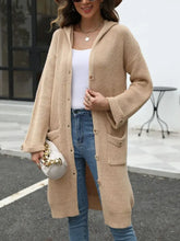 Pocketed Button Up Long Sleeve Hooded Cardigan Woman Outerwear