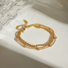 18K Gold-Plated Layered Inlaid Zircon Bracelet Gold One Size