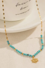 Turquoise Beaded 18K Gold-Plated Sun Shape Pendant Necklace Necklaces