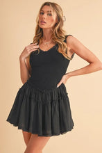 Aemi+Co Frill Sleeveless Drop Waist Mini Dress BLACK