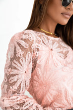 Flower Dotted Ruffled Sleeve Mesh Top Woman Blouses