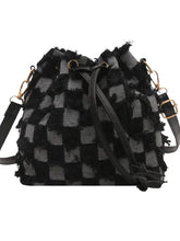 Drawstring Raw Edge Bucket Bag Shoulder Bags