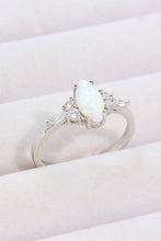 Opal and Zircon Platinum-Plated Ring Opal