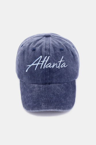Zenana Washed ATLANTA Embroidered Baseball Cap Atlanta Navy One Size