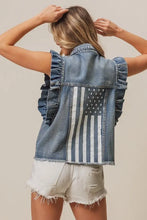 BiBi American Flag Washed Denim Jacket Woman Outerwear