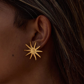 18K Gold-Plated Starburst Stud Earrings Gold One Size