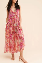 Frill Printed V-Neck Midi Dress Casual Dresses