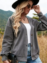 Shiny Button Down V-Neck Dropped Shoulder Jacket Woman Outerwear