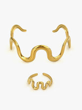 Wave Snake Design Ring and Bracelet Jewelry Set