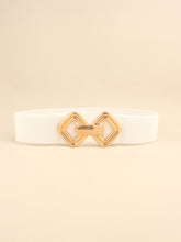 Geometric Buckle Elastic Wide Belt White One Size