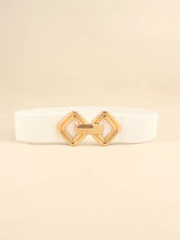 Geometric Buckle Elastic Wide Belt White One Size Belts