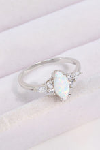 Opal and Zircon Platinum-Plated Ring