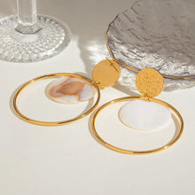 18K Gold-Plated Shell Disc Hoop Drop Earrings
