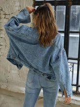 Button Down Drop Shoulder Denim Jacket Woman Outerwear