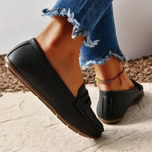 PU Leather Round Toe Flat Slip-Ons Woman Loafers