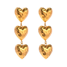 18K Gold-Plated Triple Heart Drop Earrings