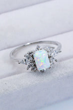 925 Sterling Silver Zircon and Opal Ring Opal