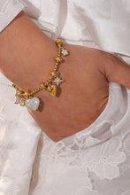 Titanium Steel Inland Zircon Heart Charm Bracelet Gold One Size