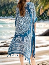 Tassel Printed Open Front Cardigan Woman Outerwear