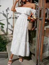 Ruched Off Shoulder Short Sleeve Midi Dress Casual Dresses