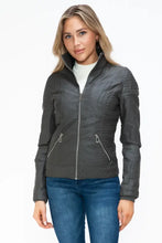 YMI Faux Layered Double-Zipper Jacket with Fuzzy Hood Woman Outerwear