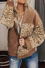 Leopard Button Up Drop Shoulder Jacket Camel