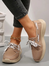 Lace Up Round Toe Sneakers Khaki Woman Sneakers
