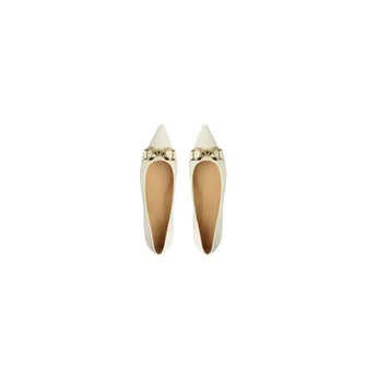 Point Toe Block Heels Slip-Ons White Woman Loafers
