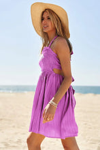 Davi & Dani Smocking Halter Neck Tie Open Back Mini Dress Woman Dress