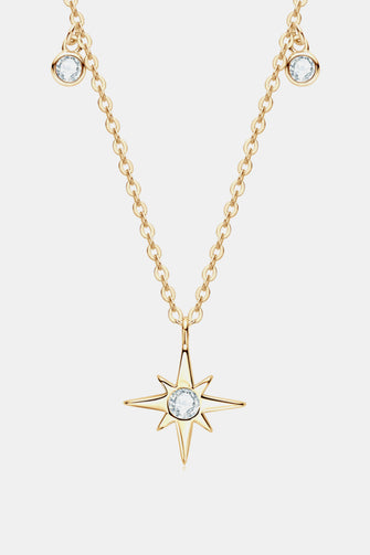 Moissanite North Star Pendant 925 Sterling Silver Necklace Gold One Size